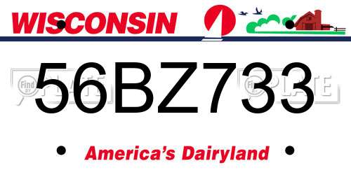 56BZ733 Wisconsin License Plate