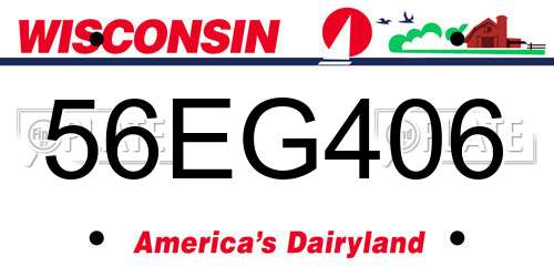 56EG406 Wisconsin License Plate