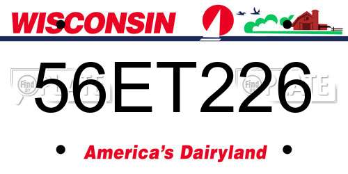 56ET226 Wisconsin License Plate