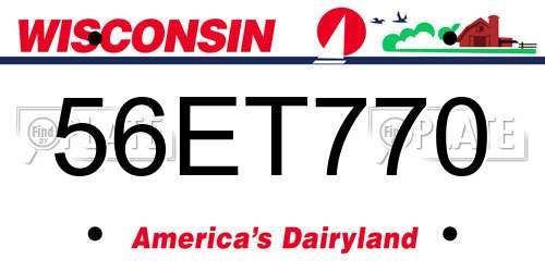 56ET770 Wisconsin License Plate