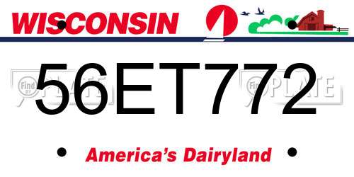 56ET772 Wisconsin License Plate