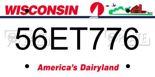 56ET776 Wisconsin License Plate