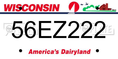 56EZ222 Wisconsin License Plate