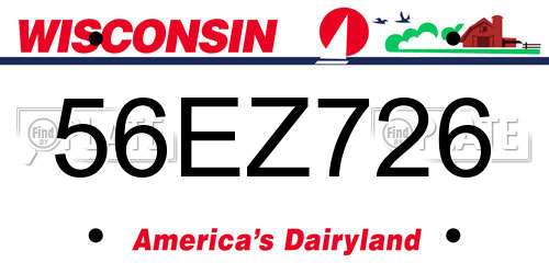 56EZ726 Wisconsin License Plate