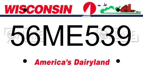 56ME539 Wisconsin License Plate