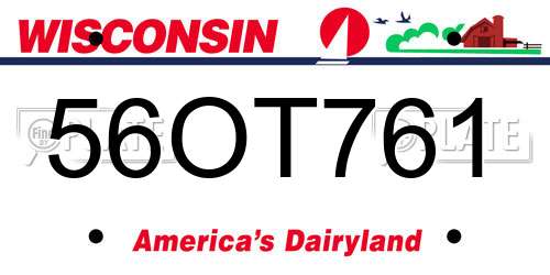 56OT761 Wisconsin License Plate