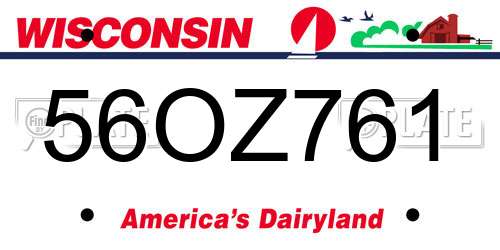 56OZ761 Wisconsin License Plate