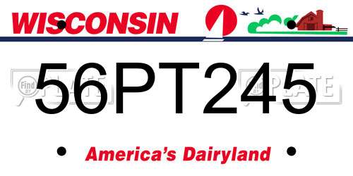 56PT245 Wisconsin License Plate