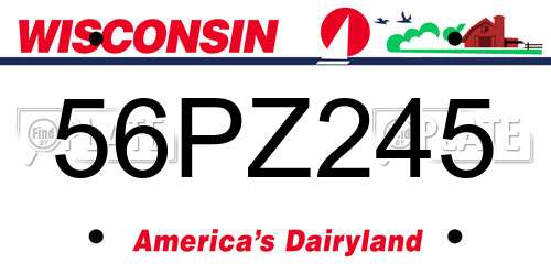 56PZ245 Wisconsin License Plate