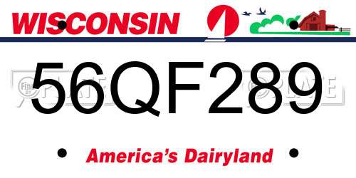 56QF289 Wisconsin License Plate