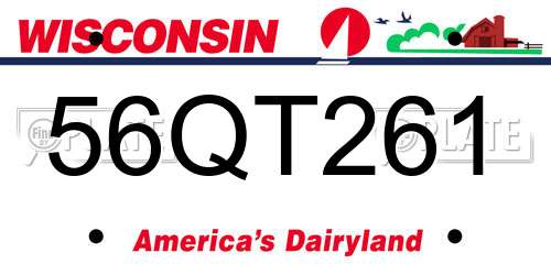 56QT261 Wisconsin License Plate