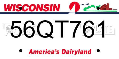 56QT761 Wisconsin License Plate