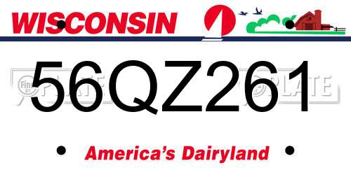 56QZ261 Wisconsin License Plate