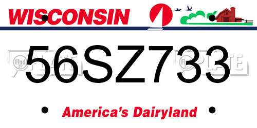 56SZ733 Wisconsin License Plate