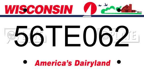 56TE062 Wisconsin License Plate