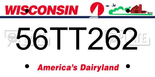 56TT262 Wisconsin License Plate