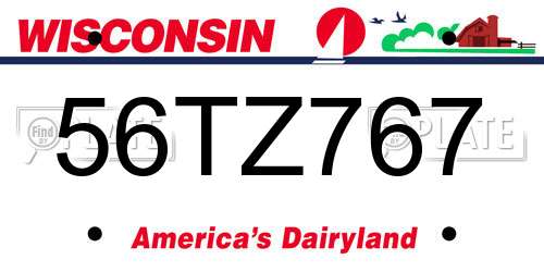 56TZ767 Wisconsin License Plate
