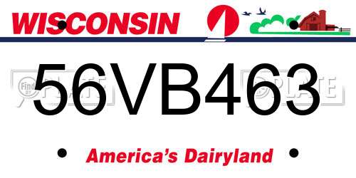 56VB463 Wisconsin License Plate