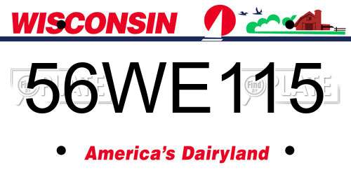 56WE115 Wisconsin License Plate