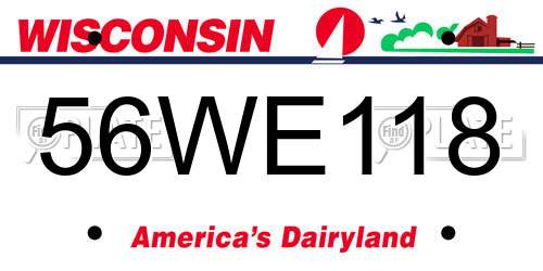 56WE118 Wisconsin License Plate