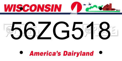 56ZG518 Wisconsin License Plate