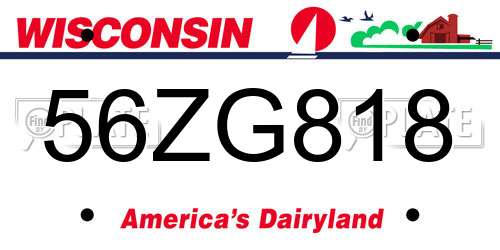 56ZG818 Wisconsin License Plate
