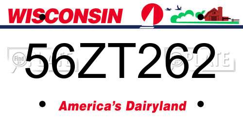 56ZT262 Wisconsin License Plate