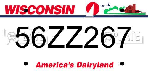 56ZZ267 Wisconsin License Plate