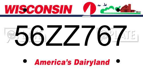 56ZZ767 Wisconsin License Plate
