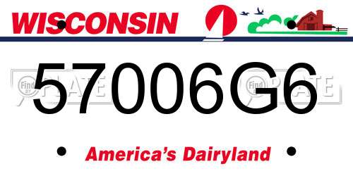 57006G6 Wisconsin License Plate