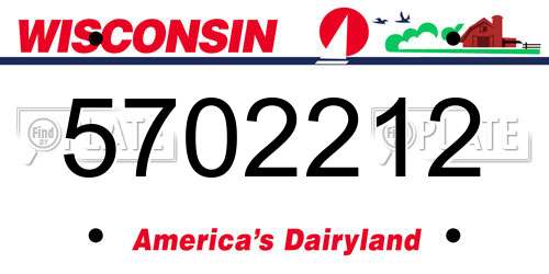 5702212 Wisconsin License Plate