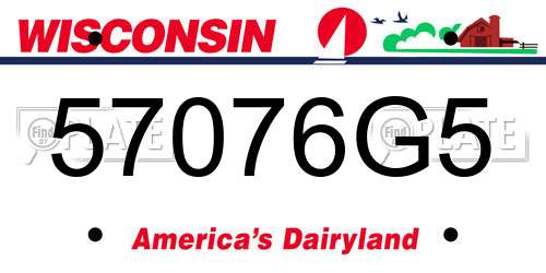 57076G5 Wisconsin License Plate