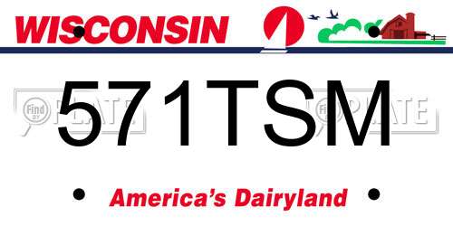 571TSM Wisconsin License Plate