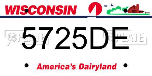 5725DE Wisconsin License Plate