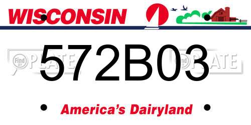 572B03 Wisconsin License Plate