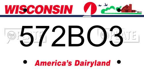 572BO3 Wisconsin License Plate
