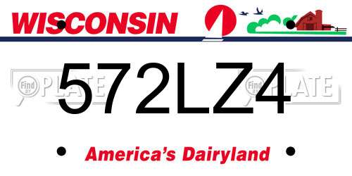 572LZ4 Wisconsin License Plate