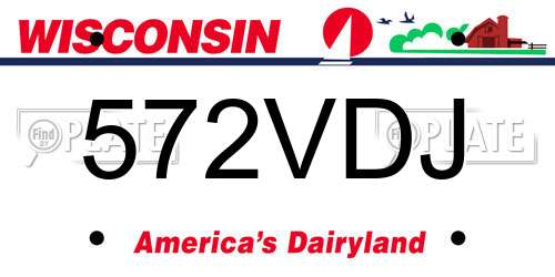 572VDJ Wisconsin License Plate