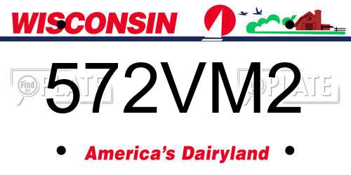 572VM2 Wisconsin License Plate