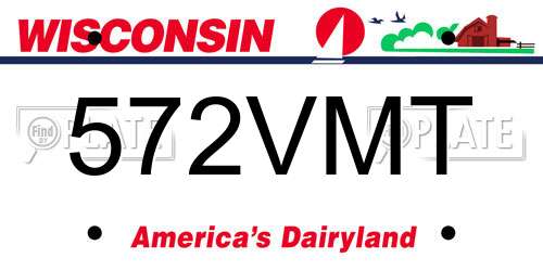 572VMT Wisconsin License Plate