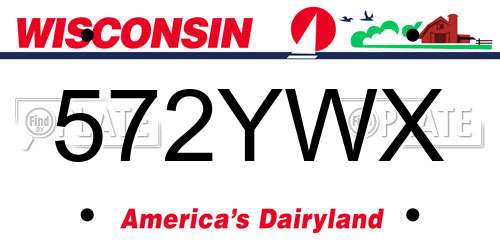 572YWX Wisconsin License Plate