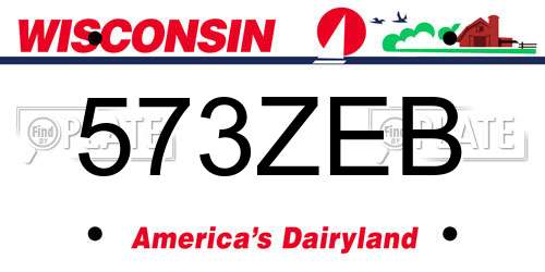 573ZEB Wisconsin License Plate