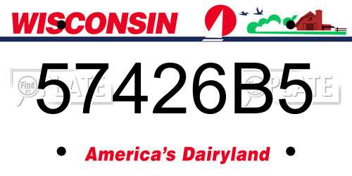 57426B5 Wisconsin License Plate