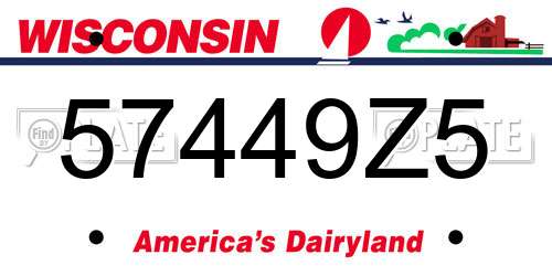 57449Z5 Wisconsin License Plate