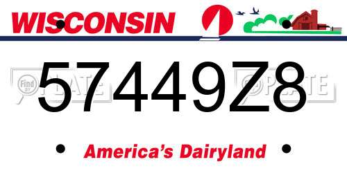 57449Z8 Wisconsin License Plate
