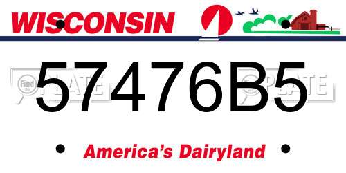 57476B5 Wisconsin License Plate