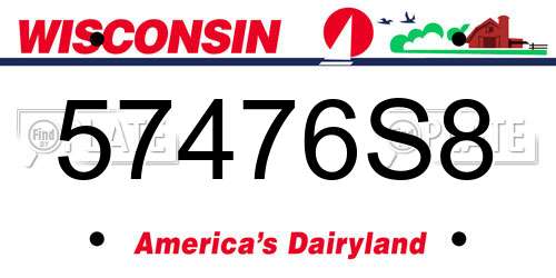 57476S8 Wisconsin License Plate
