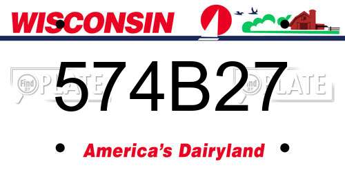 574B27 Wisconsin License Plate