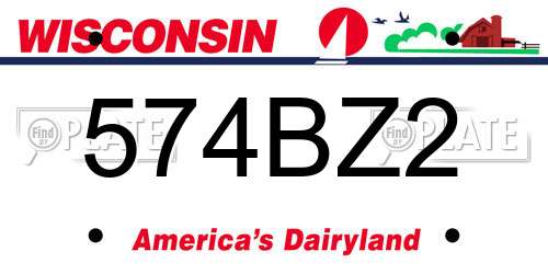 574BZ2 Wisconsin License Plate