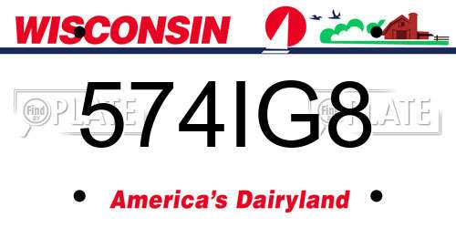 574IG8 Wisconsin License Plate